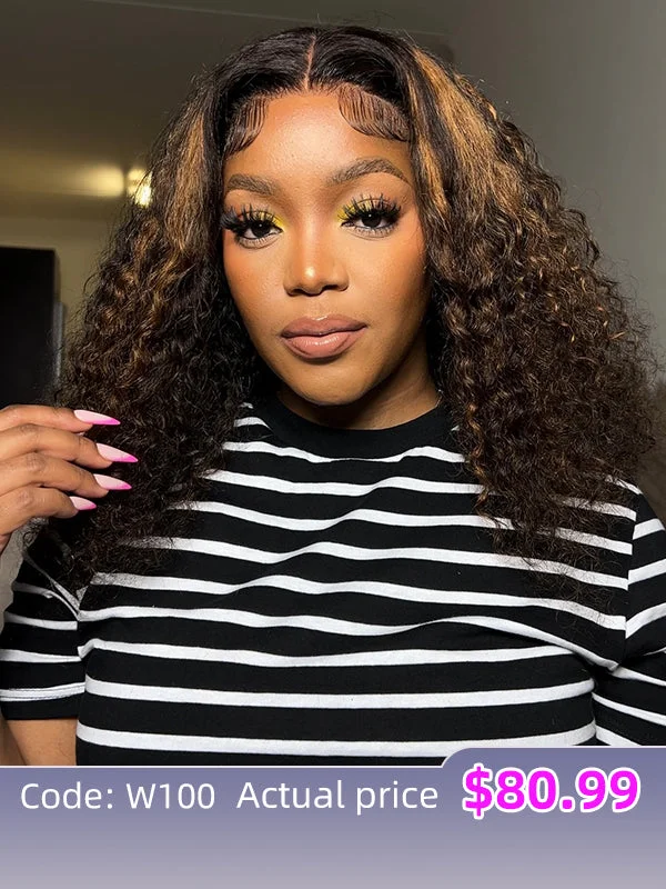 Colored wig with a silk - base cap for a comfortable and smooth feel$100 Off Code: W100 | Wavymy Pre-cut Lace Wear Go Casual Blonde Highlights Water Wave 4x6 Lace Wigs Dome Cap Glueless with Natural Hairline Wig