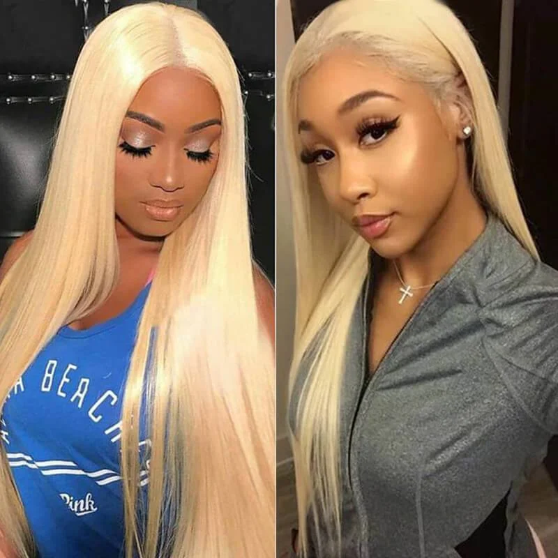 Colored wig with a pre - bleached knot for a natural - looking scalpWavymy Virgin Human Hair 613 Blonde Straight Hair Weave 3 Bundles With 4x4 Lace Closure