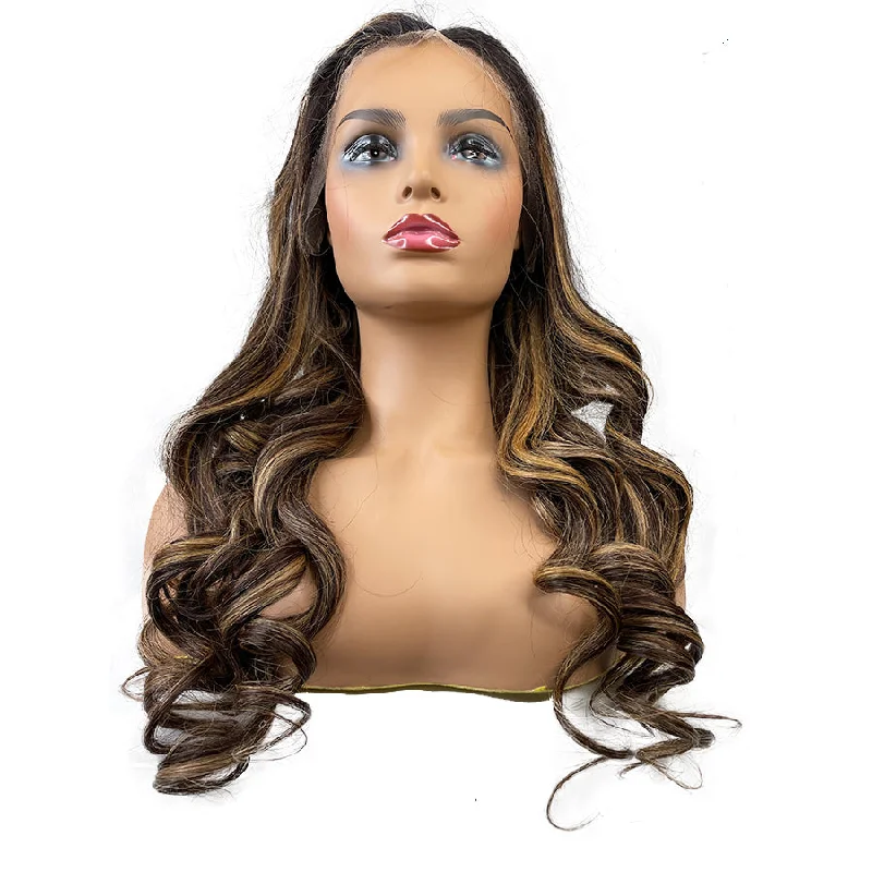 Bob - length braided wigs for a short and sassy look8A Loose Wave Swiss Lace FULL Frontal Wig  #4/27