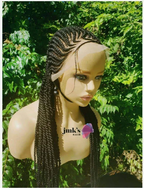 Braided wigs with a water - wave texture for a unique lookJmkshair - Amaka