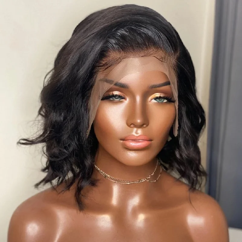 Lace wig with a silk - base cap for a comfortable and smooth feelPremium Wig - Big Bling Black Short Curly Lace Front Wig