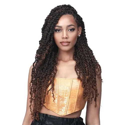 Colored braided wigs with a rainbow ombre effectBobbi Boss Afro Twista 24" 3X