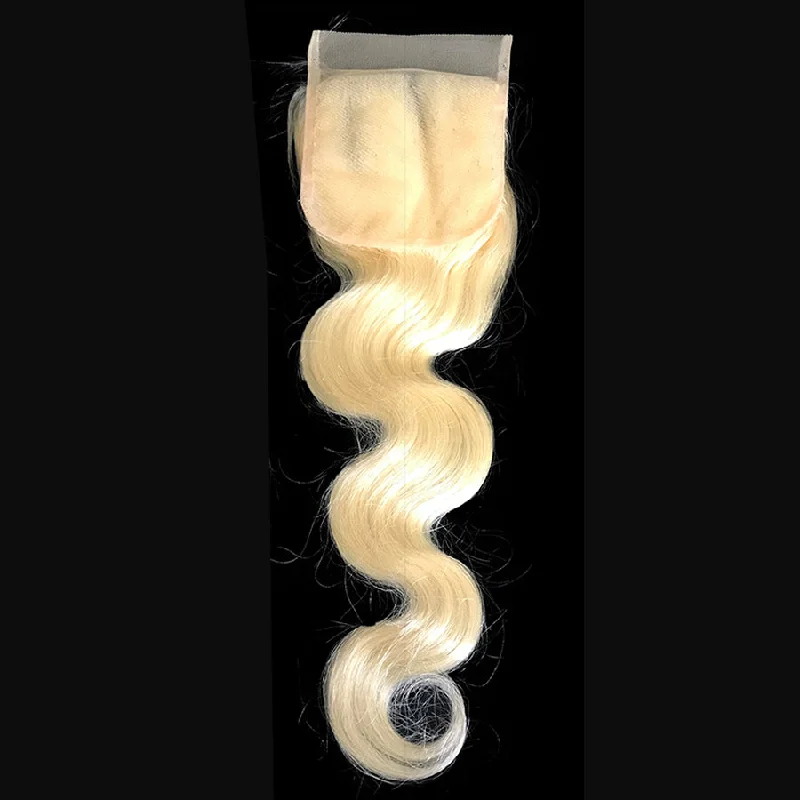 Braided wigs with a side - part for a flattering lookBody Wave Color 613 Lace Closure 4"x4"