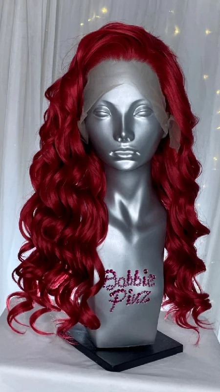 Human - hair lace wig for a luxurious and natural feel"Heather" - Bright Red