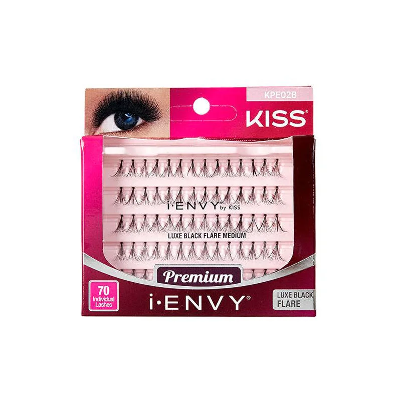 Lace wig with a 200 - density for a full and thick appearanceKISS iENVY PREMIUM LASHES-Luxe Black Flare #KPE02B