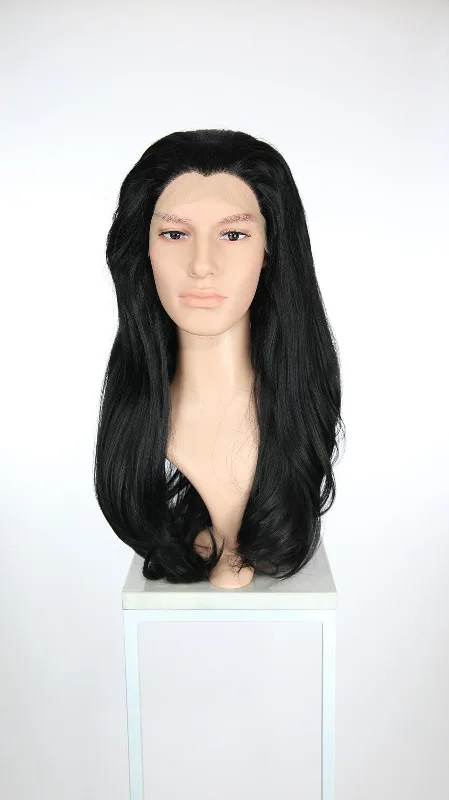 Lace wig with a platinum - blonde color for a bold and trendy lookMen's Sky Midnight Black - Lace Front Wig