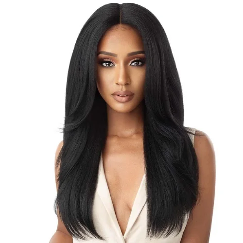 Lace wig with a pre - plucked hairline for a more natural lookNeesha 203 Soft & Natural Swiss Synthetic Lace Front Wig By Outre