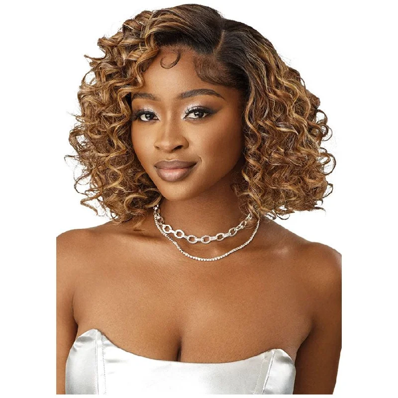 Lace wig with a honey - blonde color for a warm and sunny appearanceOutre Melted Hairline Swirlista Synthetic Glueless Lace Front Wig - Swirl 107