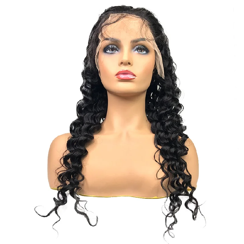 Human hair braided wigs for a luxurious feelSwiss 8A Malaysian Deep Wave Lace Frontal Human Hair Wig