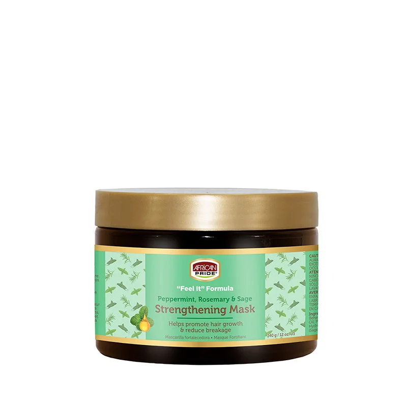 Human - hair lace wig for a luxurious and natural feelAFRICAN PRIDE "Feel It" Formula Peppermint, Rosemary & Sage Strengthening Mask 12oz