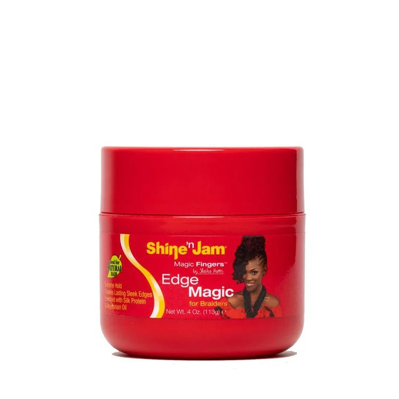 Lace wig in a chocolate - brown color for a rich and warm appearanceAMPRO SHINE 'N JAM Magic Fingers Edge Magic 4oz