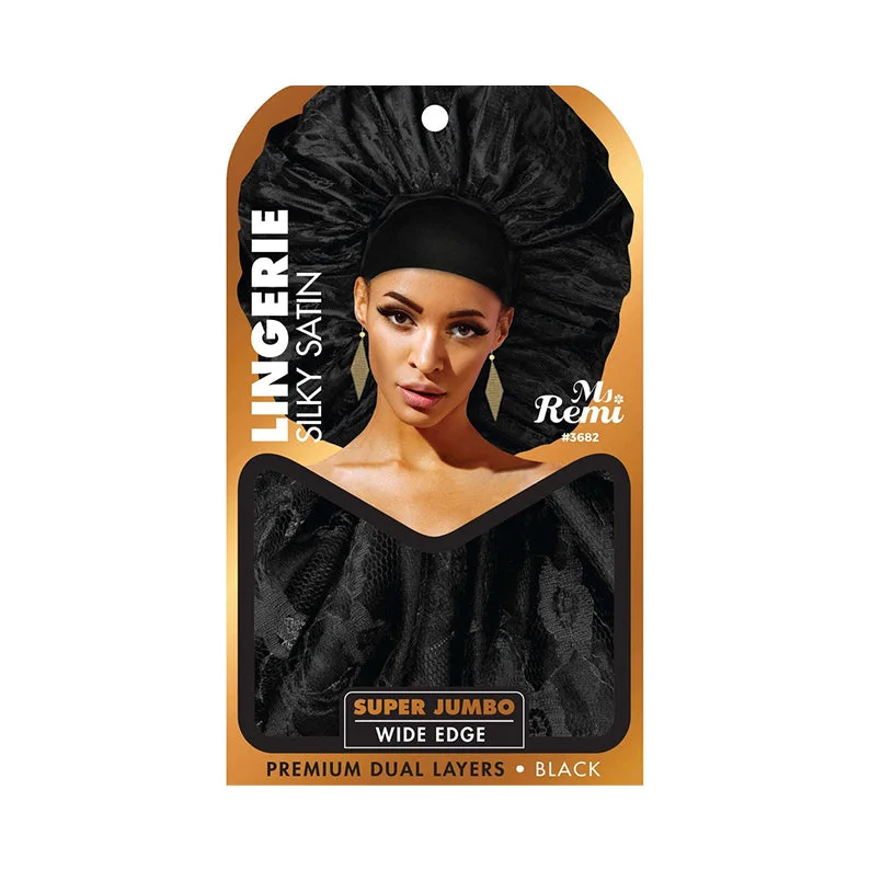 Adjustable - cap lace wig for a comfortable fitANNIE Lingerie Wide Edge Silky Bonnet X-Jumbo [Black] #03682