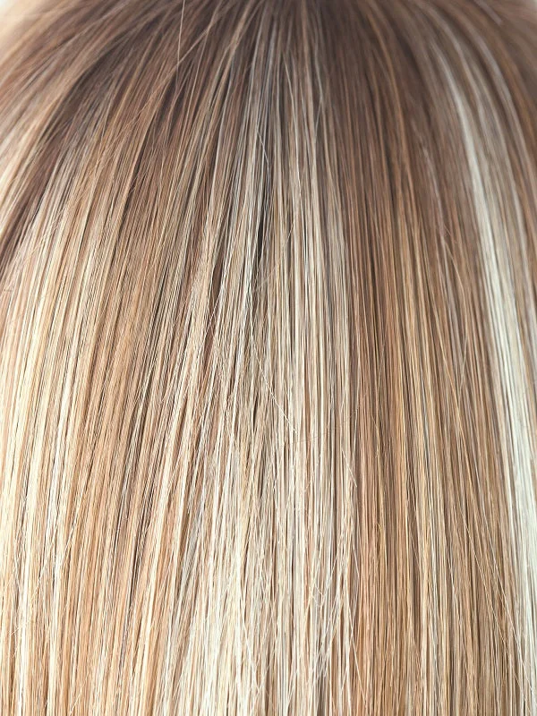 Nutmeg R | Rooted dark honey brown base with platinum blonde highlights