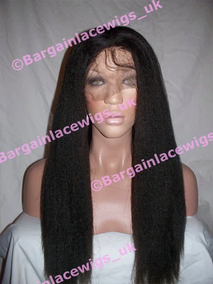 Lace wig with a 13x4 lace frontal for a wide - parting areaItalian Yaki 20 inches long colour #2 M-IY20TWO