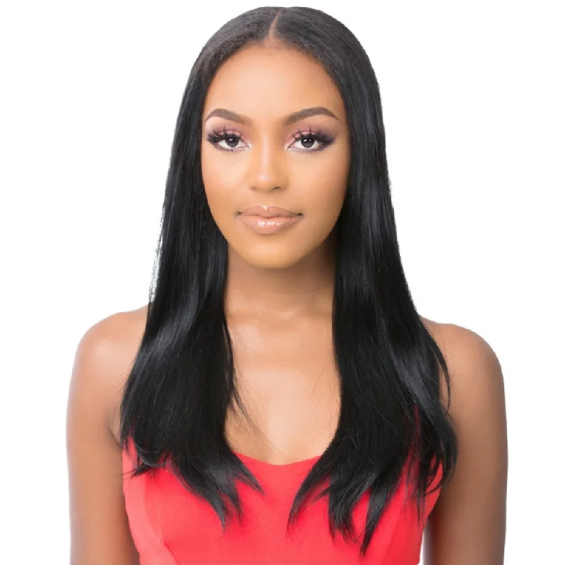 Adjustable - cap lace wig for a comfortable fitIts A Wig 100% Natural Human Hair Lace Front Wig - HH U Part Straight (1B - Off Black only)