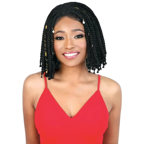 Lace wig with a wispy fringe for a soft and feminine lookLDP-Box10 Synthetic Braid Lace Wig by Motown Tress