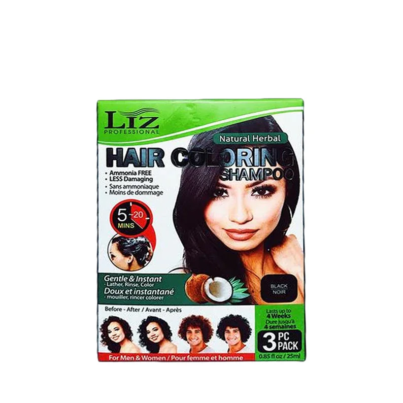 Lace wig with a pre - plucked hairline for a more natural lookLIZ Hair Coloring Shampoo 0.85oz [BLACK]