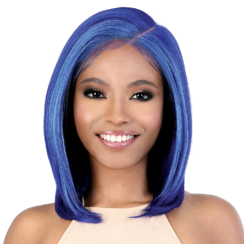 Lace wig with a curly texture for a bold and stylish choiceMotown Tress 13" x 7" HD Synthetic Lace Frontal Wig - LS137. Blue