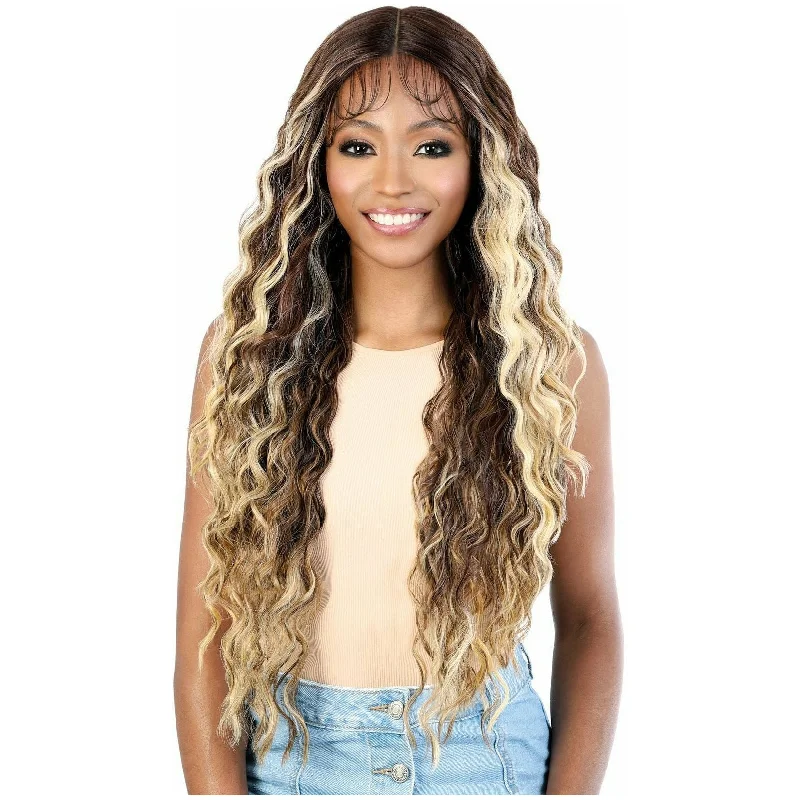 Lace wig in a chocolate - brown color for a rich and warm appearanceMotown Tress 13" x 7" HD Synthetic Lace Frontal Wig - LS137. Sami (4 & CAMOGREEN only)