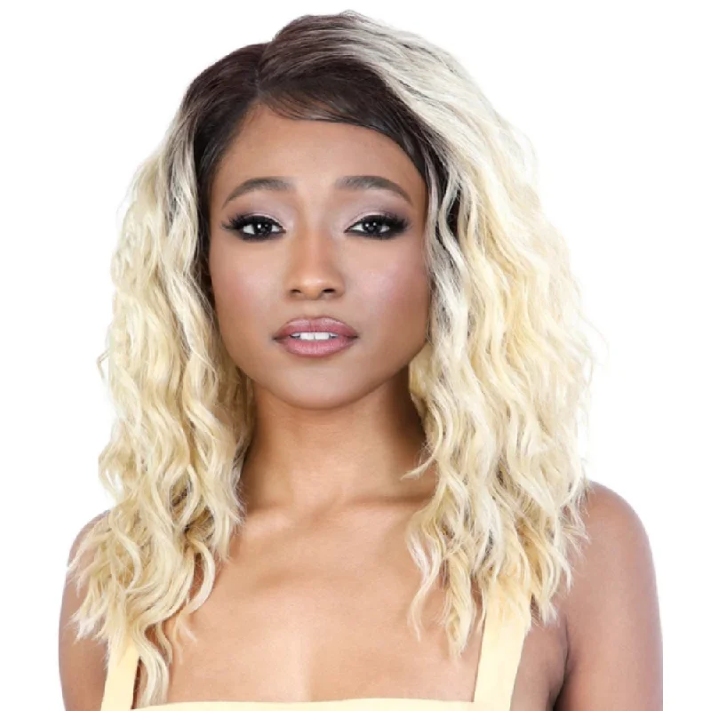 Lace wig with a platinum - blonde color for a bold and trendy lookMotown Tress Slay & Style Deep Part Synthetic Lace Front Wig - LDP-Trisha