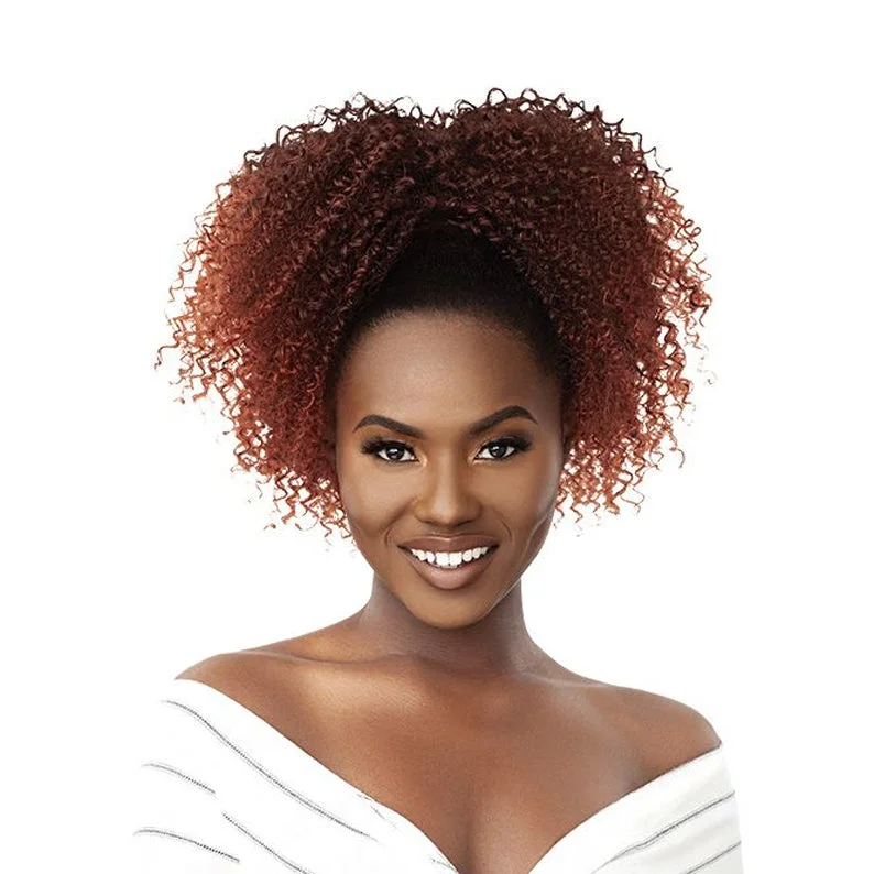 Lace wig with a middle - part for a classic and elegant styleOUTRE Big Beautiful Hair Drawstring Ponytail 4A KINKY KOILS 14