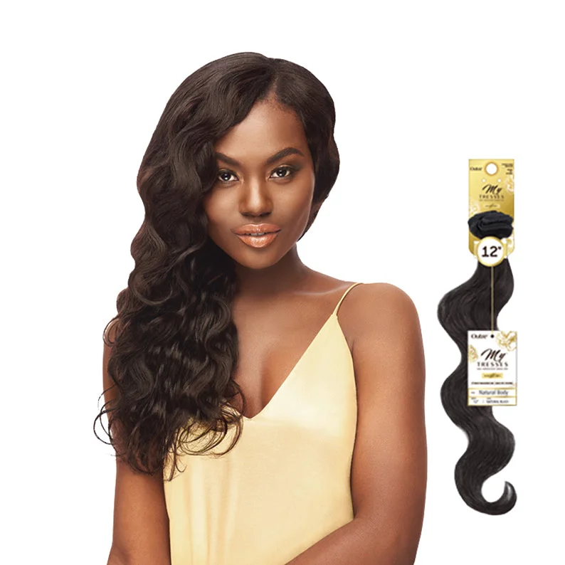 Lace wig in a chocolate - brown color for a rich and warm appearanceOUTRE MYTRESSES Gold Label 100% Unprocessed Human Hair Natural Body