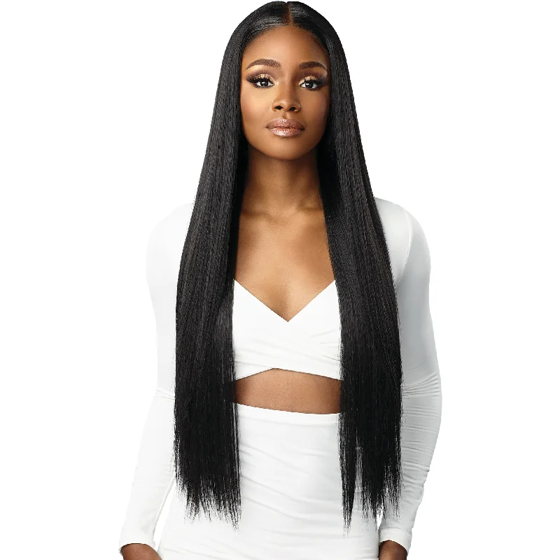 Lace wig with a silk - base cap for a comfortable and smooth feelSensationnel Butta Human Hair Blend HD Lace Front Wig - Straight 32" (613 only)