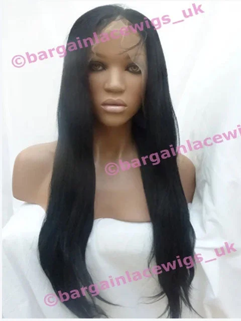 Lace wig with a honey - blonde color for a warm and sunny appearanceYaki Texture Lace Front Wig 22 inches colour #1b A-YKLF221B