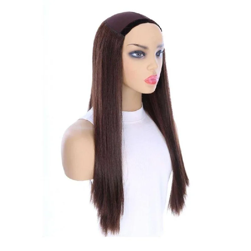 Long - length wig with a pre - plucked hairline for a more natural look24" HatFall Wig Dark Brown