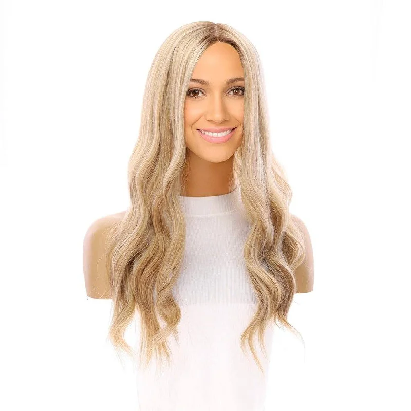 Long - length wig with a middle - part for a classic and elegant style22" Princess Silk Top Wig Ash Blonde