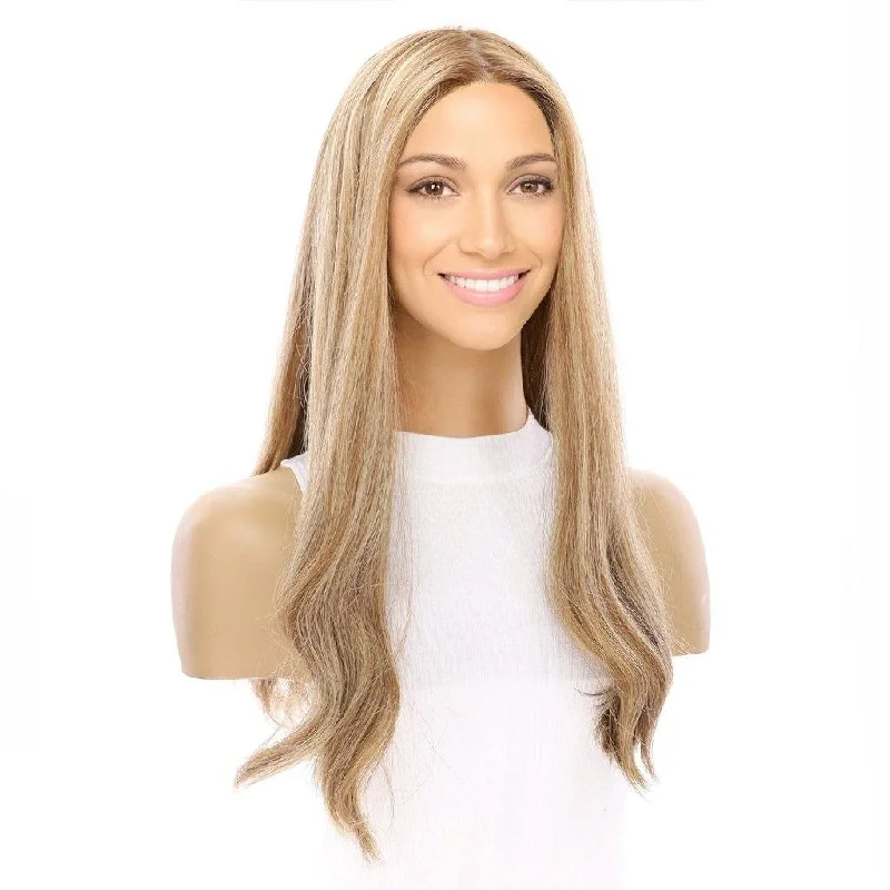 Long - length wig with a curly texture for a bold and stylish choice22" Princess Silk Top Wig Medium Blonde