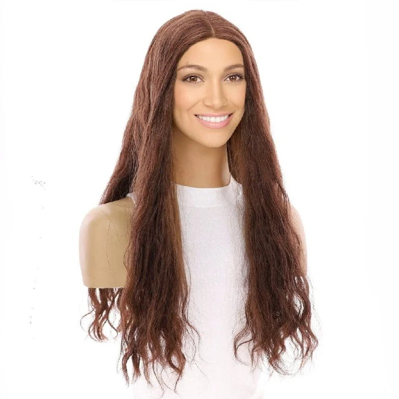 Long - length wig with a curly texture for a bold and stylish choice24" Divine Lace Top Wig Auburn Wavy