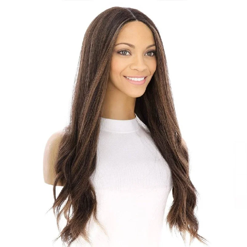 Adjustable - cap long - length wig for a comfortable fit24" Divine Lace Top Wig Soft Black w/ Highlights