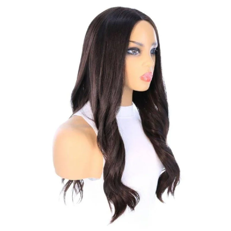 Long - length wig with a curly texture for a bold and stylish choice24" Divine Luxe Lace Top Wig #2 Neutral Dark Brown