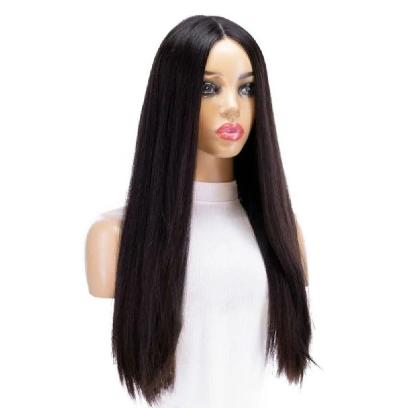 Long - length wig with a heat - resistant formula for easy styling at home24" Divine Lace Top Wig Natural Black