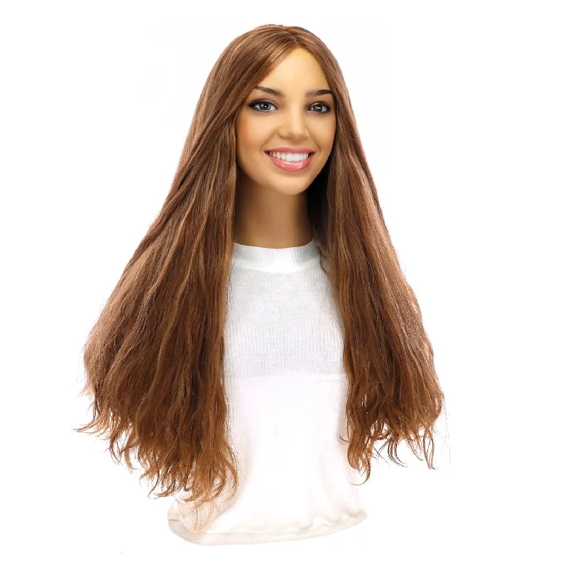 Long - length wig with a wavy texture for a beachy and romantic look24" Luxe Silk Top Wig #14 Warm Dark Blonde Wavy