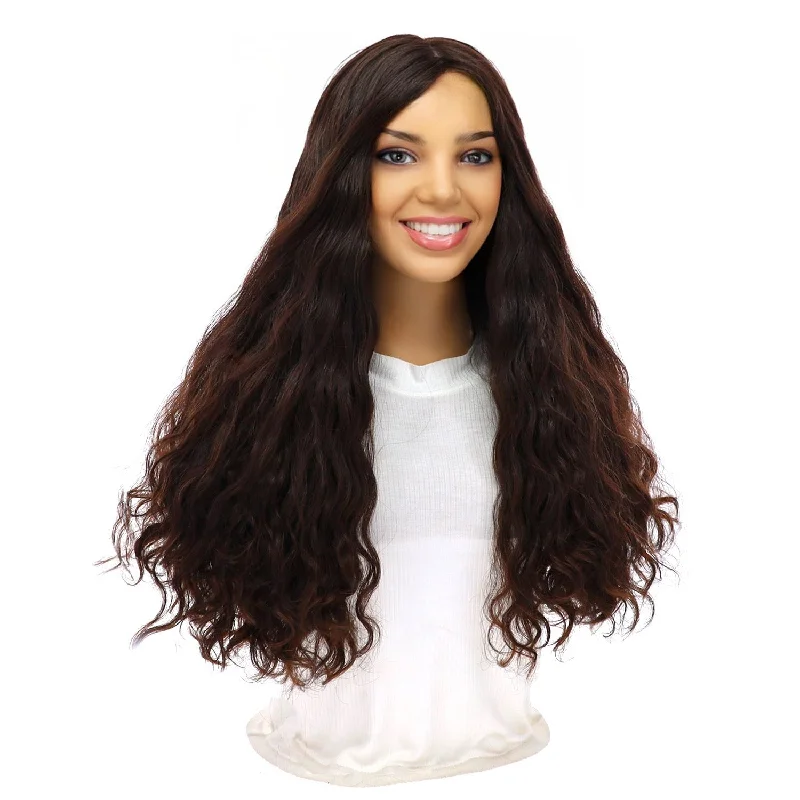 Long - length wig with a side - part for a more flattering look24" Luxe Silk Top Wig #2 Neutral Dark Brown Wavy