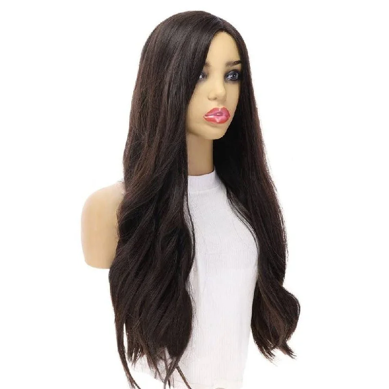 Synthetic long - length wig with a natural - looking texture26" Luxe Silk Top Wig #2 Neutral Dark Brown