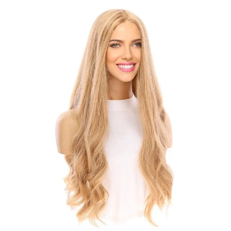 Long - length wig with a side - part for a more flattering look26" Luxe Silk Top Wig #16 Warm Dark Blonde