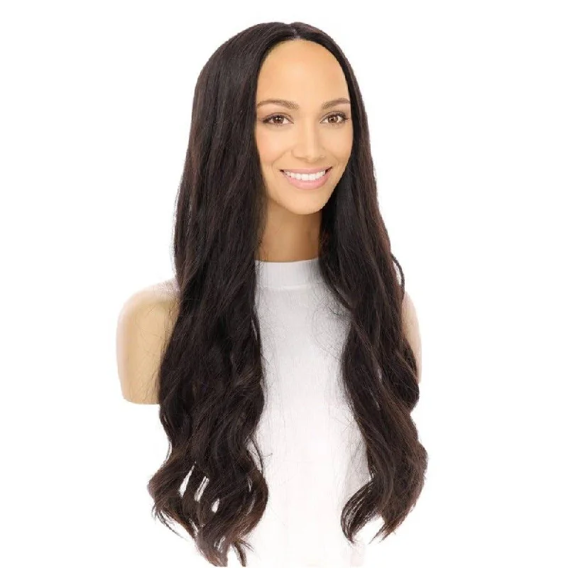 Human - hair long - length wig for a natural and luxurious feel26" Luxe Silk Top Wig #1B Black