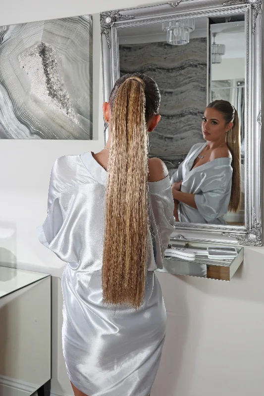 Ponytails for a gym workout with moisture - wicking properties26" Straight wrap around Ponytail