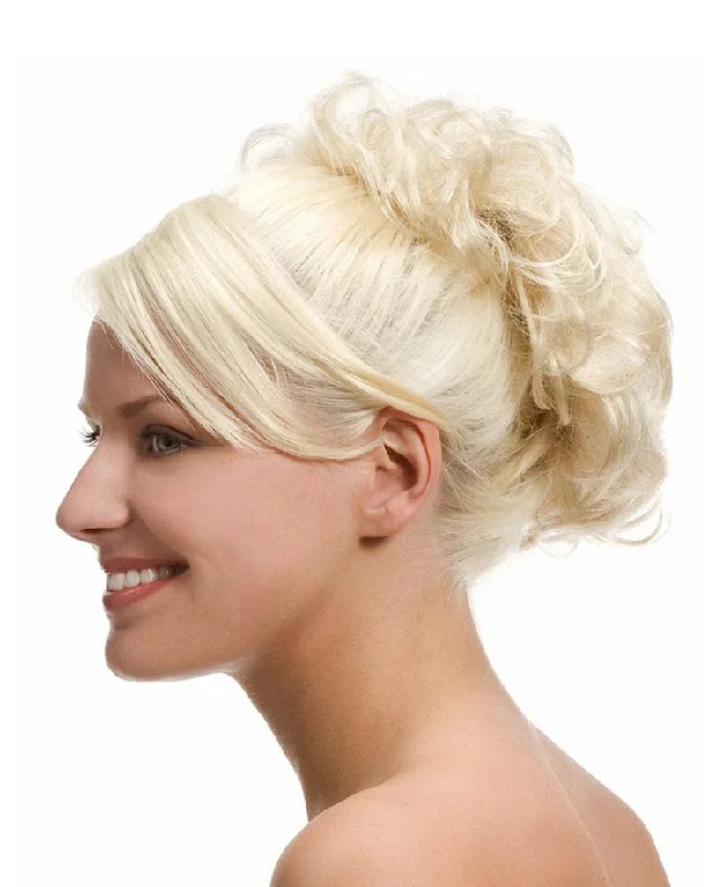 Ponytails with a side - swept bang for a flattering and stylish look802 Pull Through by Wig Pro: Synthetic Hair Extension