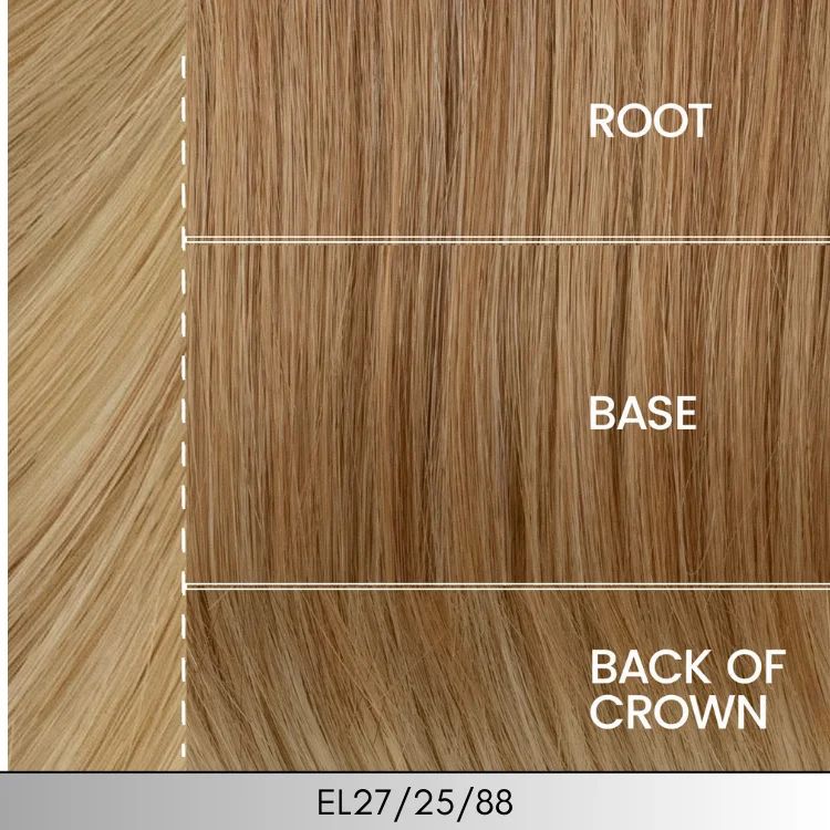 EL27/25/88 - Blend of Pale Auburn & Beige Blonde with Light Blonde Highlights & Medium Brown Root