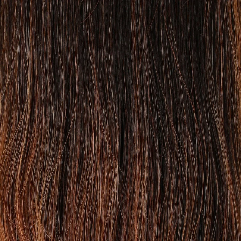 S4-28/32RO | Sunrise | Dk Brown roots to mid length, Lt Natural Red Blonde w/Med Natural Red mid length to ends