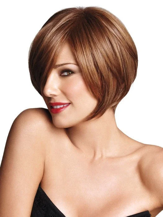 Short wig with a pixie cut for a bold and edgy lookAngled Bob by Daisy Fuentes | Synthetic Lace Front Wig | Clearance