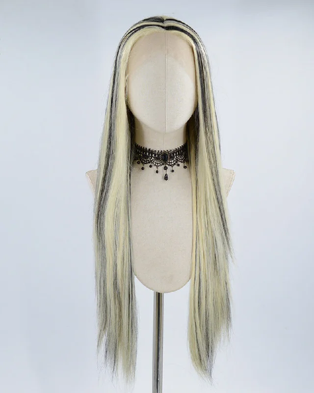 Long - length wig with a heat - resistant formula for easy styling at homeBlonde Black Synthetic Lace Front Wig WW442-1