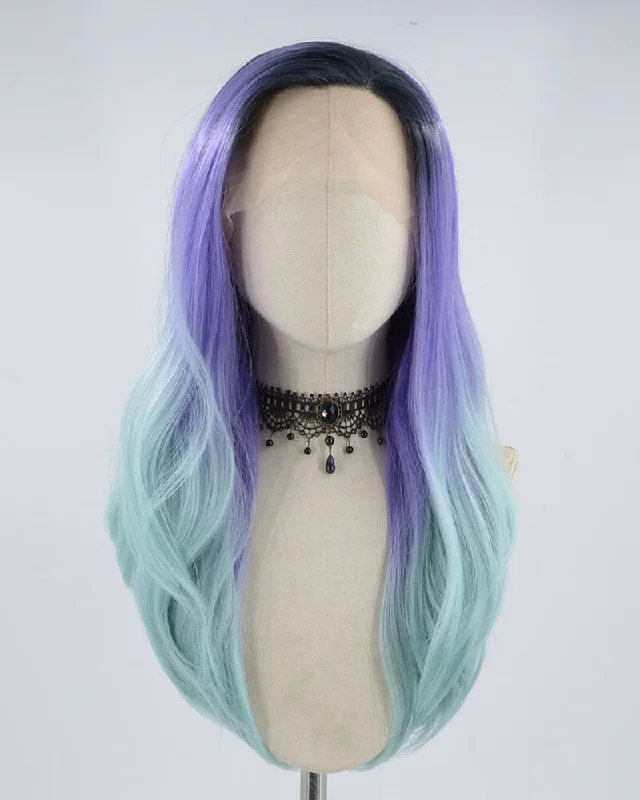 Long - length wig with a 220 - density for an extra - full appearanceBlue Ombre Synthetic Lace Front Wig WW461