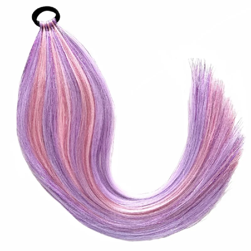 Ponytails with a side - swept bang for a flattering and stylish lookCandy Hearts Shimmer Tail