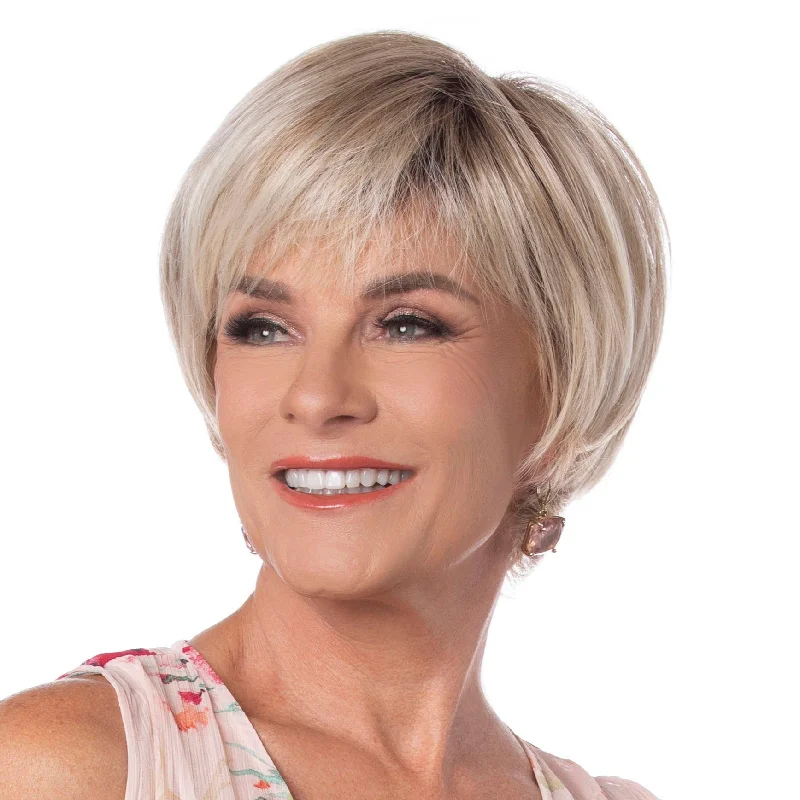 Short wig with a side - swept bang for a sophisticated and flattering styleContemporary Bob Wig by Toni Brattin | Heat Friendly Synthetic Hair | Large Cap