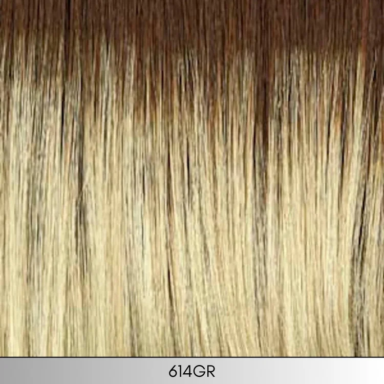 614GR - Wheat blonde with light gold blonde highlights and brown roots